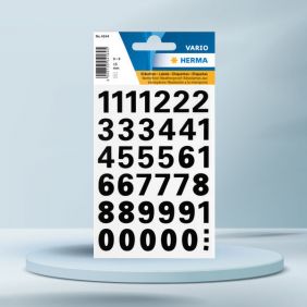 Sticker Vario, numere 0-9, negru, 15 mm, HERMA