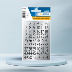 Sticker Vario cu numere,negru argintiu, HERMA