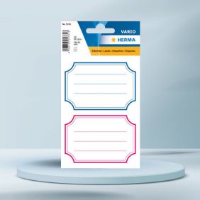 Sticker Vario, etichete scolare, albasstru/rosu, HERMA