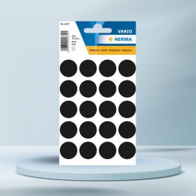 Sticker vario, buline, negru ø 19, HERMA
