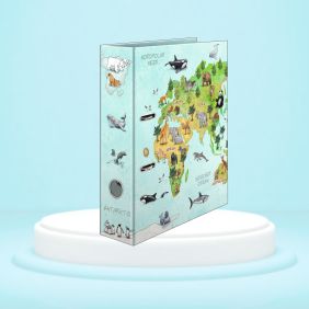 Biblioraft A4, plastifiat, 7 cm, animale pe glob, HERMA, H19274